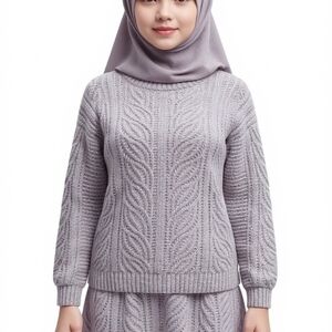 Girls Freshman Heather Lavender Cable Knit Sweater